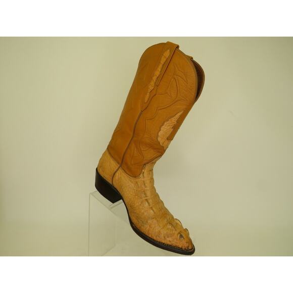 Black Jack Mens Size 6 EE American Alligator Head Cut Inlay Tan Cowboy Boots main image 6